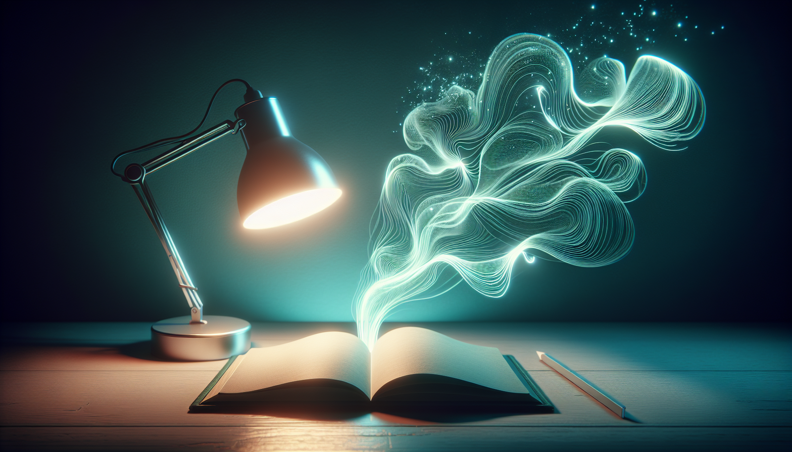 Ilustração abstrata representando TDAH e bipolaridade com ondas cerebrais em tons de teal e branco
